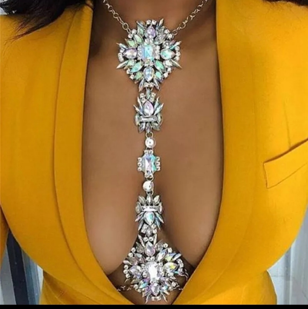 Rhinestone bling body chain harness